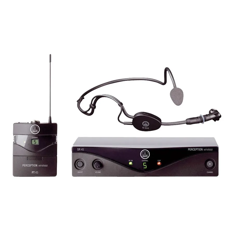 AKG Perception Wireless 45 Sports Set BD U2 радиосистема с микрофоном с оголовьем C544L, 1хSR45 стационарный приёмник, 1хPT45 поясной передатчик, унив-0
